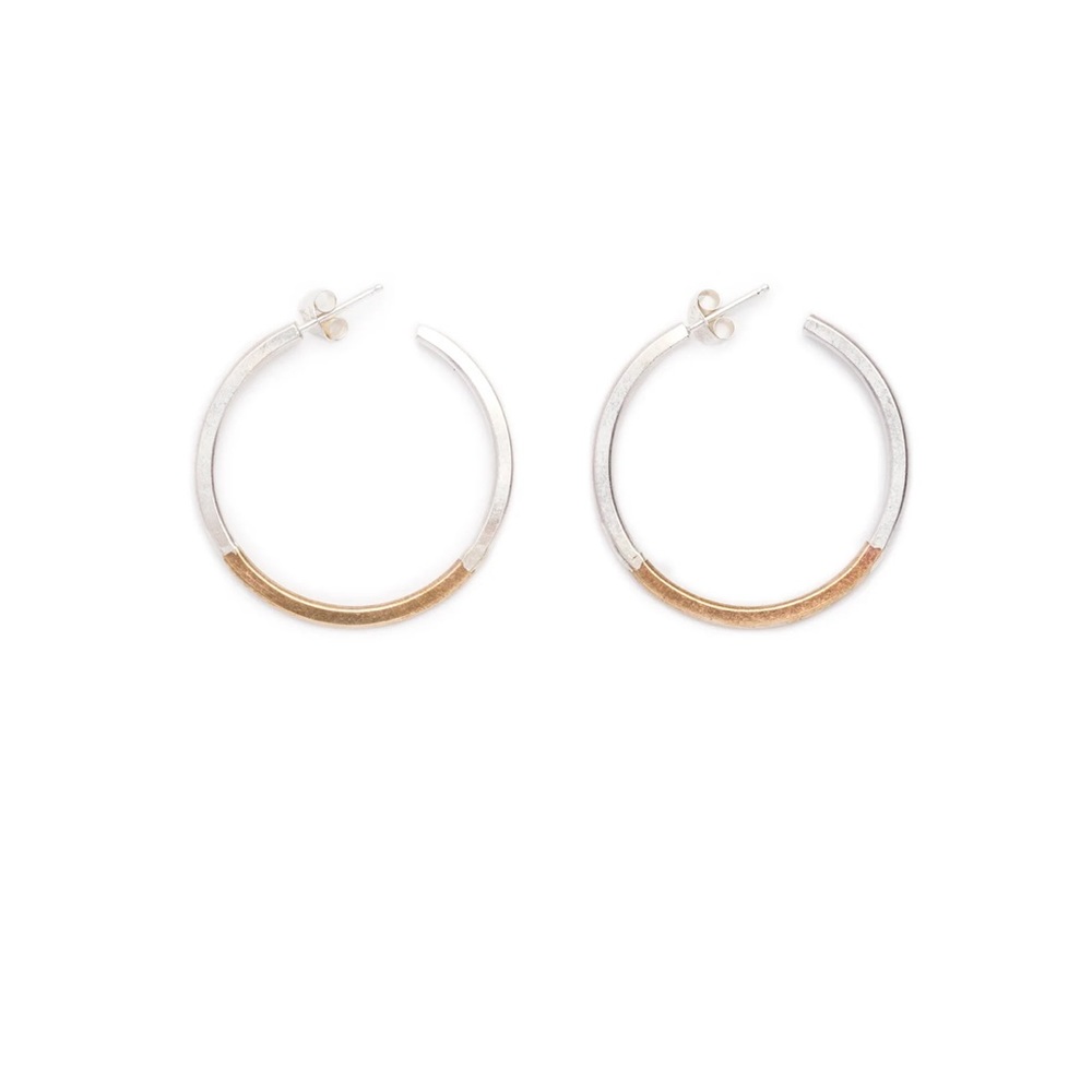 Betsy & Iya Kia Hoop Earrings - Sterling Silver and Brass